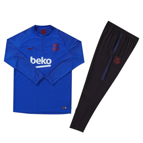 YouthBarcelona Blue Zipper Sweat Shirt Kit(Top+Trouser) 2019/20